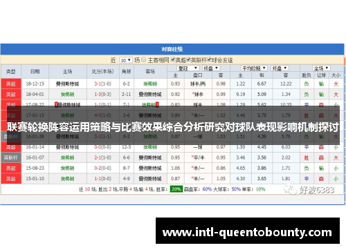 联赛轮换阵容运用策略与比赛效果综合分析研究对球队表现影响机制探讨